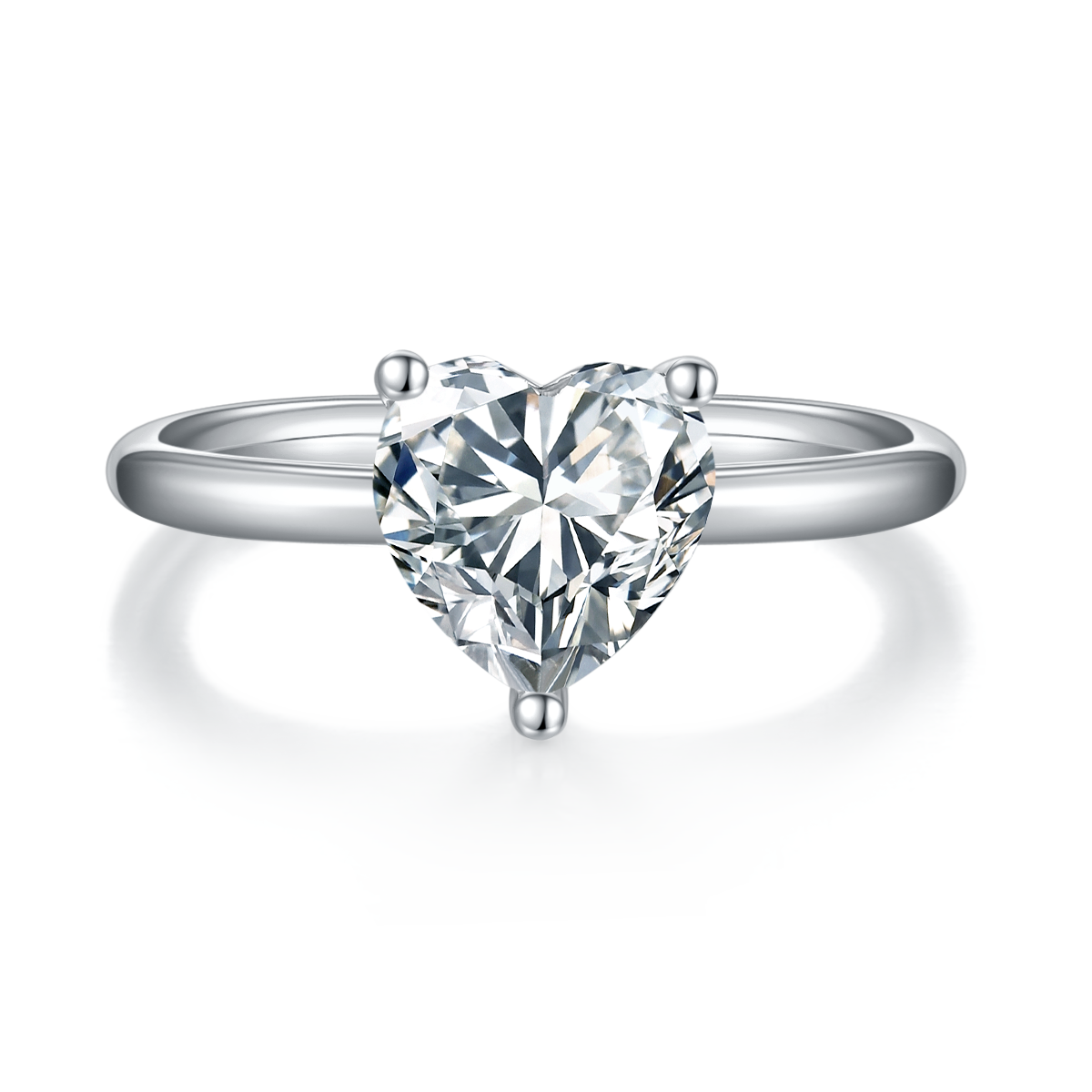 Classic heart-shaped S925 silver plated white gold moissanite diamond women's ring 2.0 carats D-class